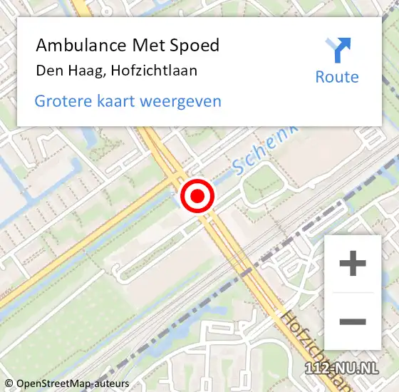Locatie op kaart van de 112 melding: Ambulance Met Spoed Naar Den Haag, Hofzichtlaan op 19 januari 2018 12:11