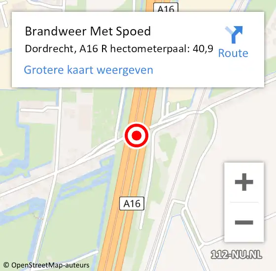 Locatie op kaart van de 112 melding: Brandweer Met Spoed Naar Dordrecht, A16 R op 19 januari 2018 12:24