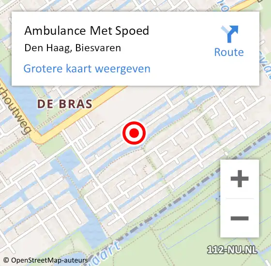 Locatie op kaart van de 112 melding: Ambulance Met Spoed Naar Den Haag, Biesvaren op 19 januari 2018 12:46