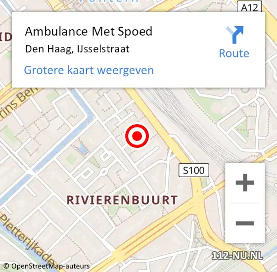 Locatie op kaart van de 112 melding: Ambulance Met Spoed Naar Den Haag, IJsselstraat op 19 januari 2018 12:59