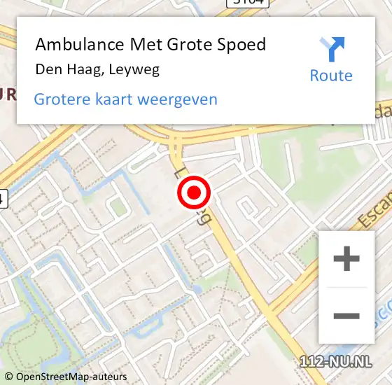 Locatie op kaart van de 112 melding: Ambulance Met Grote Spoed Naar Den Haag, Leyweg op 19 januari 2018 13:03