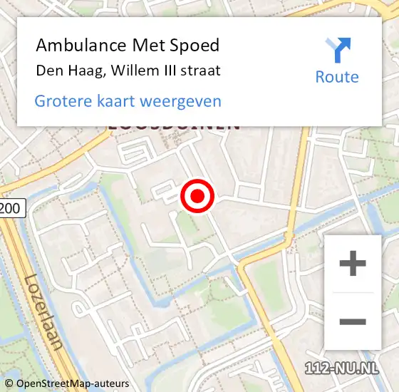 Locatie op kaart van de 112 melding: Ambulance Met Spoed Naar Den Haag, Willem III straat op 19 januari 2018 13:04