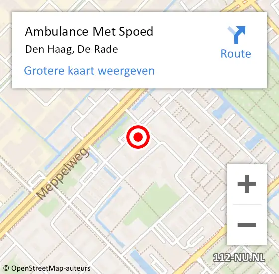 Locatie op kaart van de 112 melding: Ambulance Met Spoed Naar Den Haag, De Rade op 19 januari 2018 13:12
