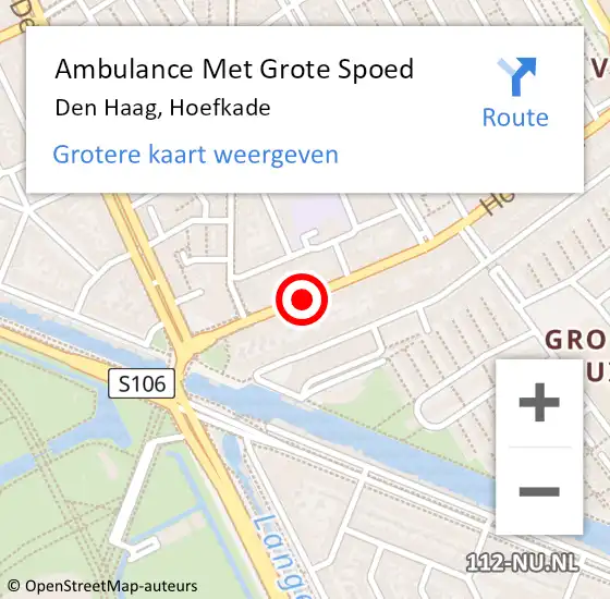 Locatie op kaart van de 112 melding: Ambulance Met Grote Spoed Naar Den Haag, Hoefkade op 19 januari 2018 13:20