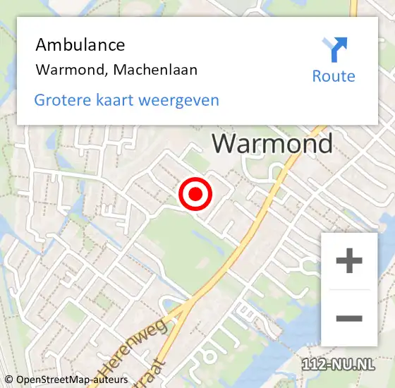 Locatie op kaart van de 112 melding: Ambulance Warmond, Machenlaan op 19 januari 2018 13:35