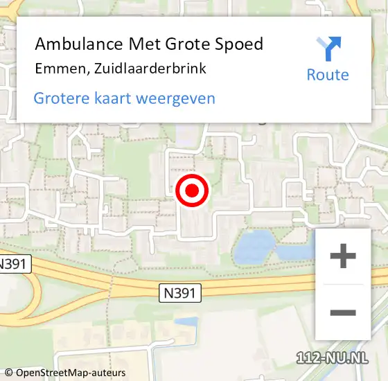 Locatie op kaart van de 112 melding: Ambulance Met Grote Spoed Naar Emmen, Zuidlaarderbrink op 19 januari 2018 13:41