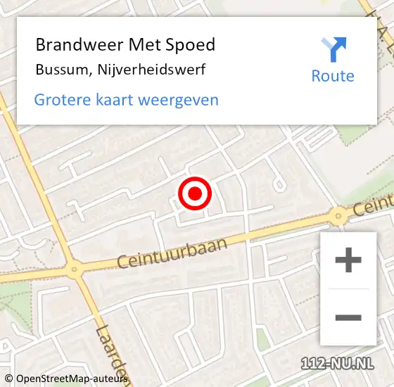 Locatie op kaart van de 112 melding: Brandweer Met Spoed Naar Bussum, Nijverheidswerf op 19 januari 2018 13:52