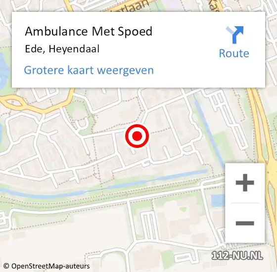 Locatie op kaart van de 112 melding: Ambulance Met Spoed Naar Ede, Heyendaal op 19 januari 2018 13:57