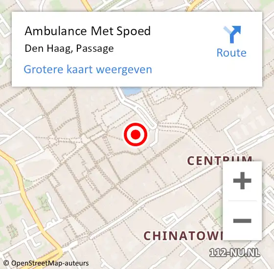 Locatie op kaart van de 112 melding: Ambulance Met Spoed Naar Den Haag, Passage op 19 januari 2018 14:06
