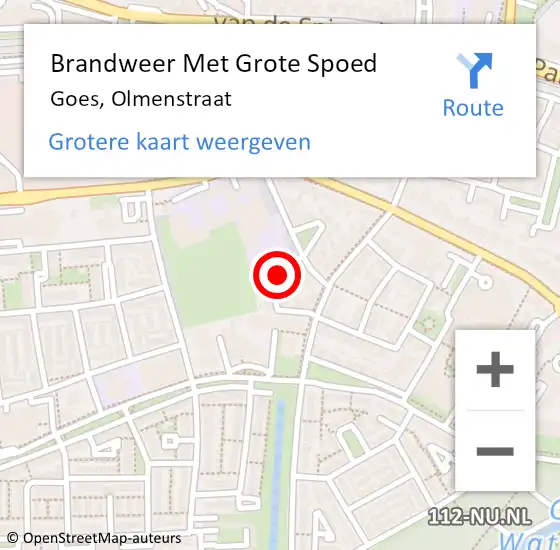 Locatie op kaart van de 112 melding: Brandweer Met Grote Spoed Naar Goes, Olmenstraat op 19 januari 2018 14:13