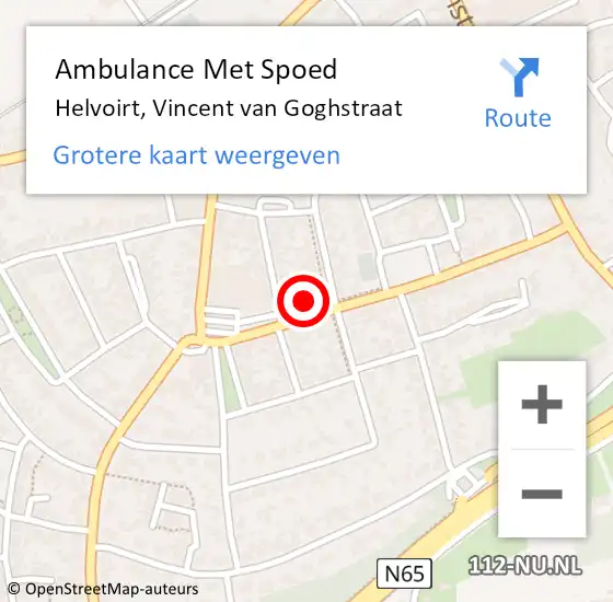 Locatie op kaart van de 112 melding: Ambulance Met Spoed Naar Helvoirt, Vincent van Goghstraat op 19 januari 2018 14:13