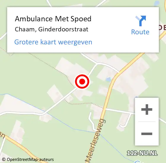 Locatie op kaart van de 112 melding: Ambulance Met Spoed Naar Chaam, Ginderdoorstraat op 19 januari 2018 14:30