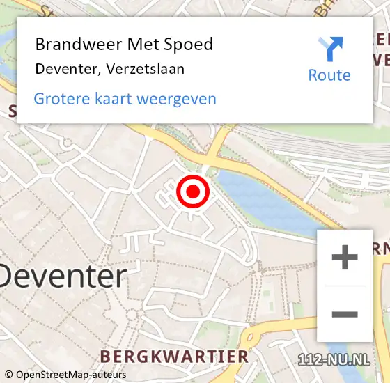 Locatie op kaart van de 112 melding: Brandweer Met Spoed Naar Deventer, Verzetslaan op 19 januari 2018 14:34