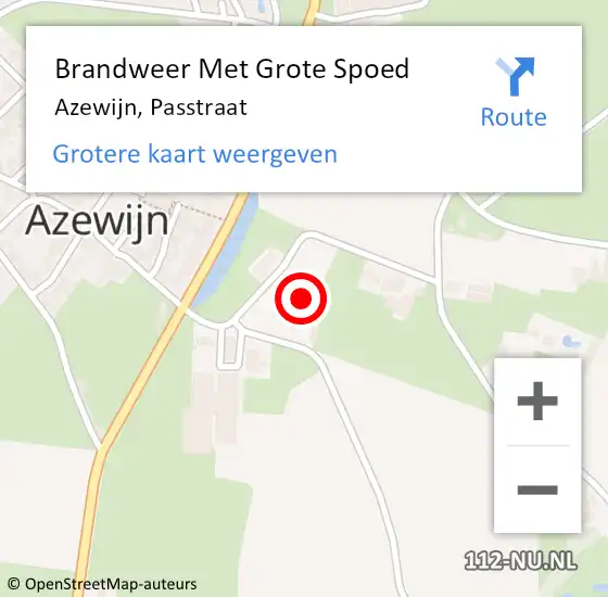 Locatie op kaart van de 112 melding: Brandweer Met Grote Spoed Naar Azewijn, Passtraat op 13 februari 2014 16:54