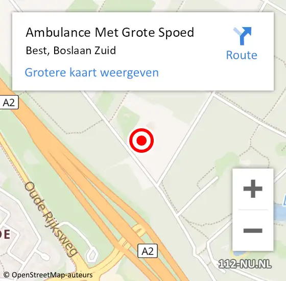 Locatie op kaart van de 112 melding: Ambulance Met Grote Spoed Naar Best, Boslaan Zuid op 19 januari 2018 14:46