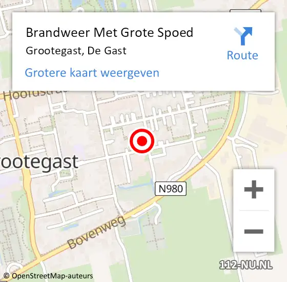 Locatie op kaart van de 112 melding: Brandweer Met Grote Spoed Naar Grootegast, De Gast op 19 januari 2018 14:53