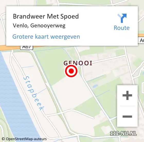 Locatie op kaart van de 112 melding: Brandweer Met Spoed Naar Venlo, Genooyerweg op 19 januari 2018 15:10