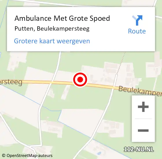 Locatie op kaart van de 112 melding: Ambulance Met Grote Spoed Naar Putten, Beulekampersteeg op 19 januari 2018 15:13
