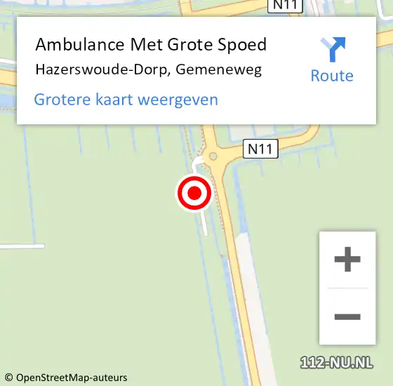 Locatie op kaart van de 112 melding: Ambulance Met Grote Spoed Naar Hazerswoude-Dorp, Gemeneweg op 19 januari 2018 15:18