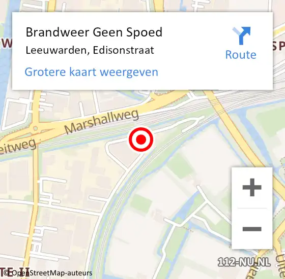 Locatie op kaart van de 112 melding: Brandweer Geen Spoed Naar Leeuwarden, Edisonstraat op 19 januari 2018 15:23