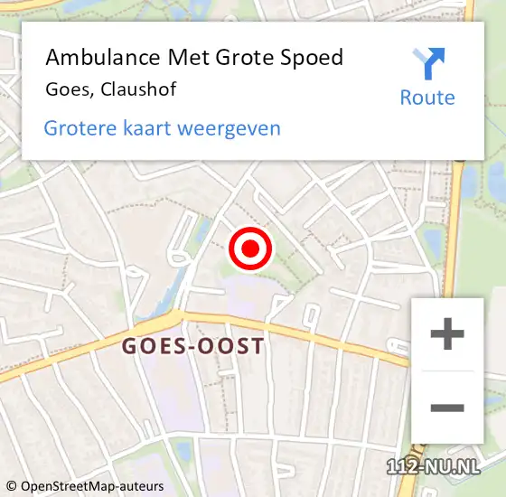 Locatie op kaart van de 112 melding: Ambulance Met Grote Spoed Naar Goes, Claushof op 19 januari 2018 15:51