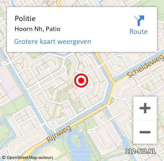 Locatie op kaart van de 112 melding: Politie Hoorn Nh, Patio op 19 januari 2018 15:51