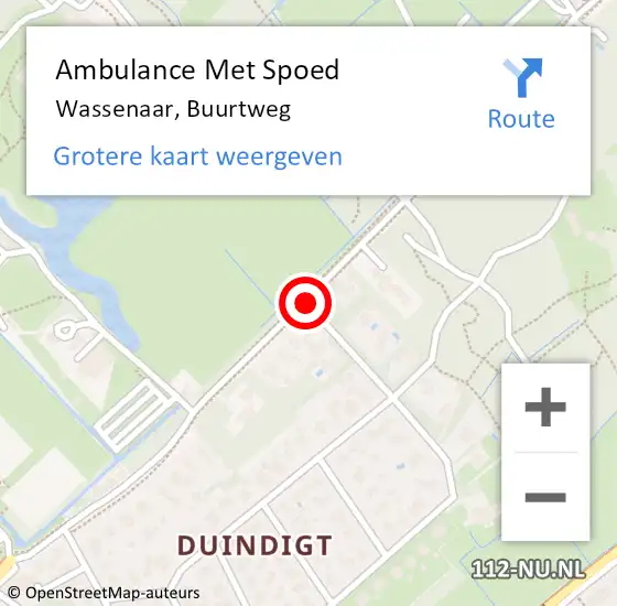 Locatie op kaart van de 112 melding: Ambulance Met Spoed Naar Wassenaar, Buurtweg op 19 januari 2018 15:59