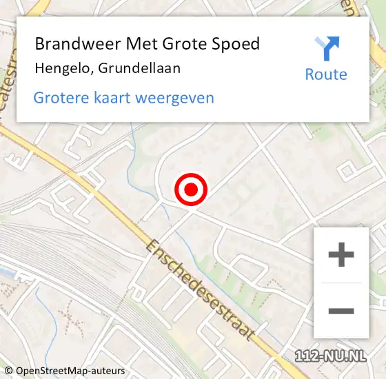 Locatie op kaart van de 112 melding: Brandweer Met Grote Spoed Naar Hengelo, Grundellaan op 13 februari 2014 17:05