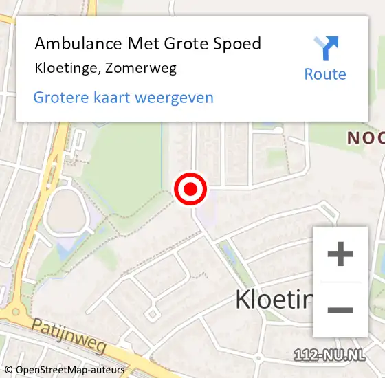 Locatie op kaart van de 112 melding: Ambulance Met Grote Spoed Naar Kloetinge, Zomerweg op 19 januari 2018 16:11