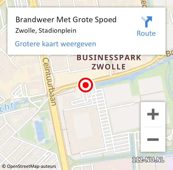 Locatie op kaart van de 112 melding: Brandweer Met Grote Spoed Naar Zwolle, Stadionplein op 19 januari 2018 16:17