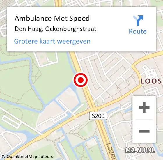 Locatie op kaart van de 112 melding: Ambulance Met Spoed Naar Den Haag, Ockenburghstraat op 19 januari 2018 16:45