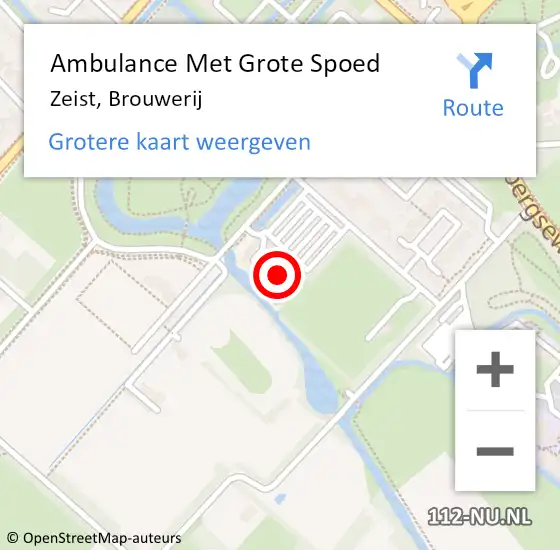 Locatie op kaart van de 112 melding: Ambulance Met Grote Spoed Naar Zeist, Brouwerij op 19 januari 2018 17:18