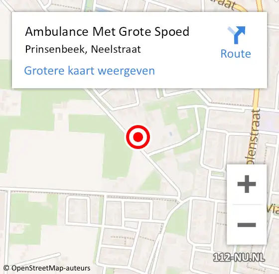 Locatie op kaart van de 112 melding: Ambulance Met Grote Spoed Naar Prinsenbeek, Neelstraat op 19 januari 2018 18:05