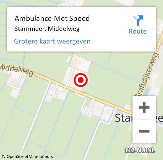 Locatie op kaart van de 112 melding: Ambulance Met Spoed Naar Starnmeer, Middelweg op 19 januari 2018 18:05