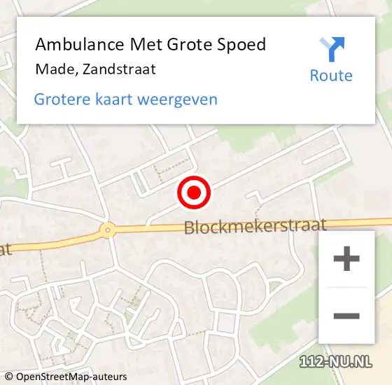 Locatie op kaart van de 112 melding: Ambulance Met Grote Spoed Naar Made, Zandstraat op 19 januari 2018 18:30