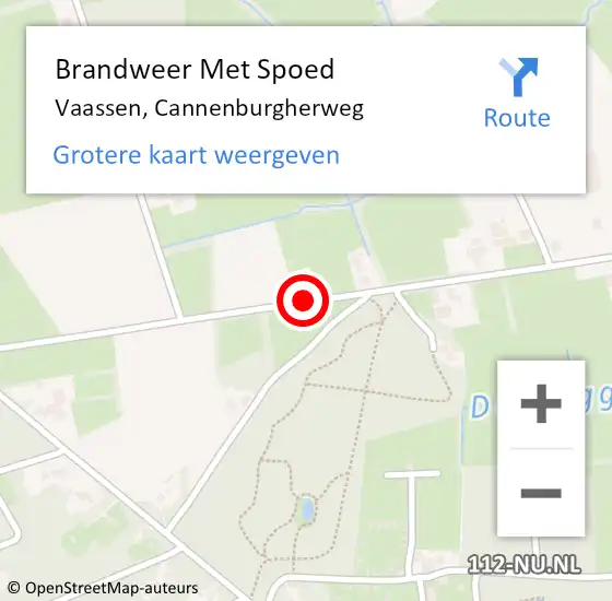 Locatie op kaart van de 112 melding: Brandweer Met Spoed Naar Vaassen, Cannenburgherweg op 19 januari 2018 18:55