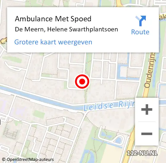 Locatie op kaart van de 112 melding: Ambulance Met Spoed Naar De Meern, Helene Swarthplantsoen op 19 januari 2018 19:00