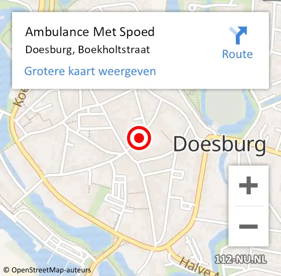 Locatie op kaart van de 112 melding: Ambulance Met Spoed Naar Doesburg, Boekholtstraat op 19 januari 2018 19:00