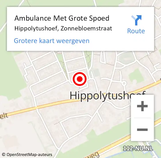 Locatie op kaart van de 112 melding: Ambulance Met Grote Spoed Naar Hippolytushoef, Zonnebloemstraat op 19 januari 2018 19:16