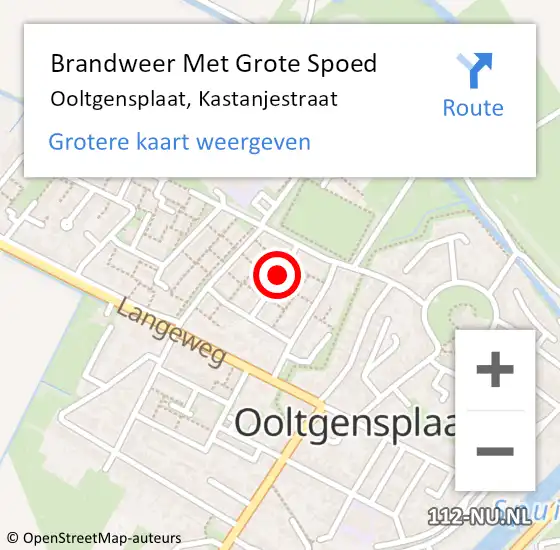 Locatie op kaart van de 112 melding: Brandweer Met Grote Spoed Naar Ooltgensplaat, Kastanjestraat op 19 januari 2018 19:36