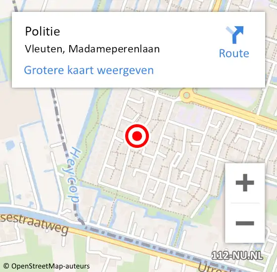 Locatie op kaart van de 112 melding: Politie Vleuten, Madameperenlaan op 19 januari 2018 19:54