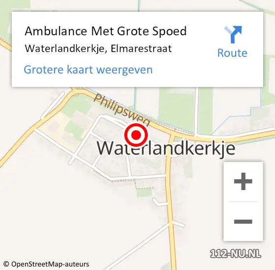 Locatie op kaart van de 112 melding: Ambulance Met Grote Spoed Naar Waterlandkerkje, Elmarestraat op 19 januari 2018 20:01