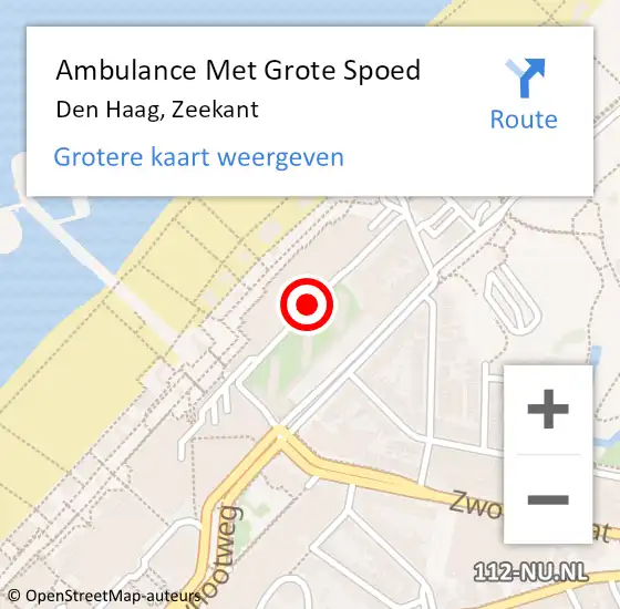Locatie op kaart van de 112 melding: Ambulance Met Grote Spoed Naar Den Haag, Zeekant op 19 januari 2018 20:13