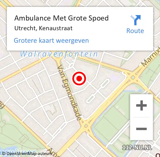 Locatie op kaart van de 112 melding: Ambulance Met Grote Spoed Naar Utrecht, Kenaustraat op 19 januari 2018 20:18