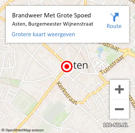 Locatie op kaart van de 112 melding: Brandweer Met Grote Spoed Naar Asten, Burgemeester Wijnenstraat op 19 januari 2018 21:18