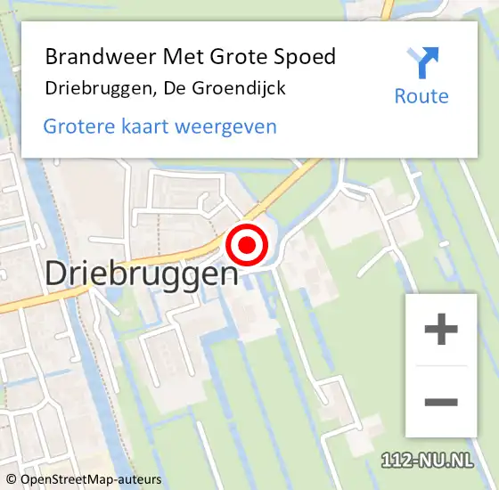 Locatie op kaart van de 112 melding: Brandweer Met Grote Spoed Naar Driebruggen, De Groendijck op 19 januari 2018 21:26