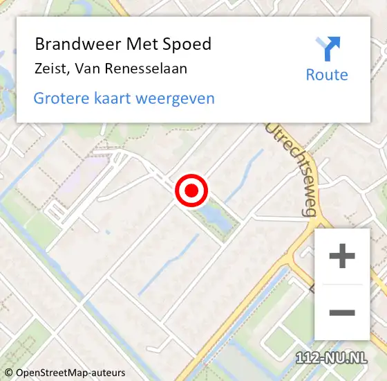 Locatie op kaart van de 112 melding: Brandweer Met Spoed Naar Zeist, Van Renesselaan op 19 januari 2018 21:55