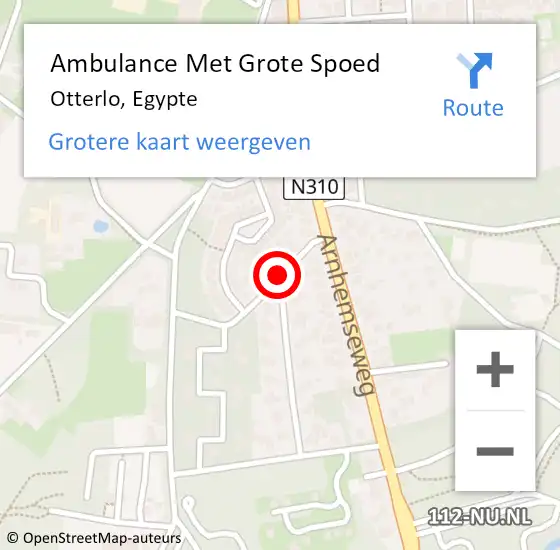 Locatie op kaart van de 112 melding: Ambulance Met Grote Spoed Naar Otterlo, Egypte op 13 februari 2014 17:46