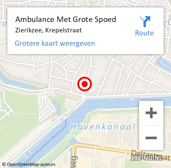 Locatie op kaart van de 112 melding: Ambulance Met Grote Spoed Naar Zierikzee, Krepelstraat op 19 januari 2018 22:05