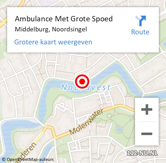 Locatie op kaart van de 112 melding: Ambulance Met Grote Spoed Naar Middelburg, Noordsingel op 19 januari 2018 22:06